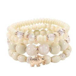 occidental style Bohemian style elephant Alloy pendant multilayer elasticity rope glass bracelet