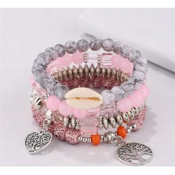 Bohemia ethnic style Life tree love pendant elasticity rope multilayer beads b..
