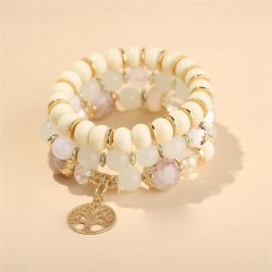Bohemian style fashion Life tree Alloy pendant  multilayer elasticity rope gla..