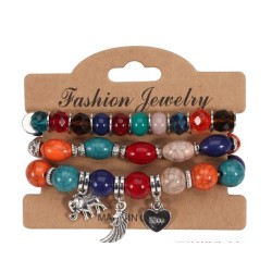 occidental style  Bohemian style elephant love wings pendant  multilayer elasticity rope bracelet