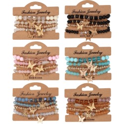Bohemia multilayer butterfly bracelet  handmade beads  Artificial crystal glas..