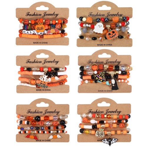 Halloween bracelet  skull beads  day Halloween