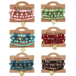 Bohemia beads Peach heart love bracelet  occidental style  elasticity four