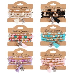 BohemiaPPY tassel crystal pendant multilayer bracelet  retro Beads bracelet