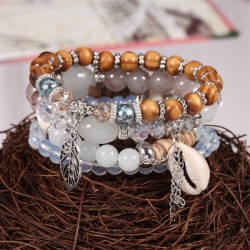 three Colorful rhombus beads Leaf bracelet  Shells imitate pattern