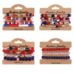 bracelet blue Artificial crystal bracelet day multilayer beads elasticity brac..