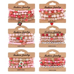 cartoon lovely fruits pendant bracelet  Artificial crystal beads multilayer el..