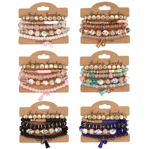 Bohemia crystal pendant bracelet  occidental style elasticity multilayer bracelet