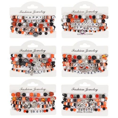 Halloween bracelet  skull pendant beads  day bracelet