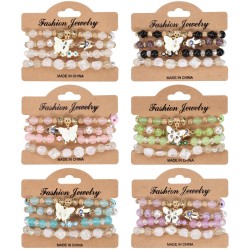 spring Bohemia butterfly flowers pattern beads multilayer bracelet bangle