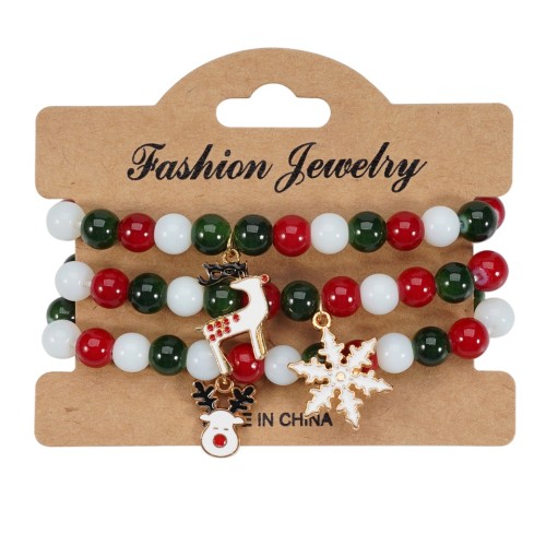 christmas bracelet  snowflake christmas tree deer pendant multilayer elasticity bracelet