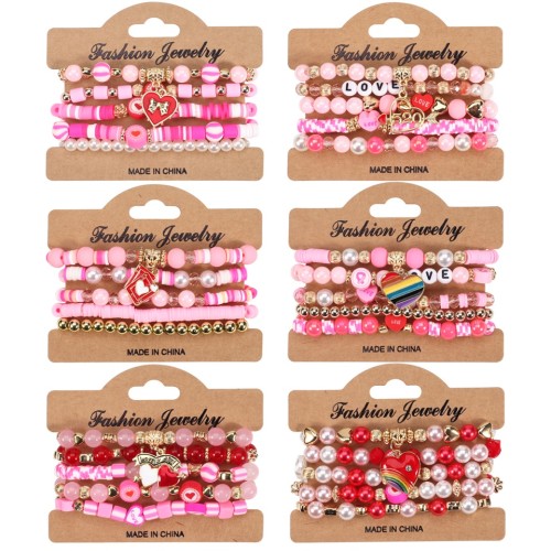 love pendant Artificial crystal bracelet  gift multilayer elasticity bracelet