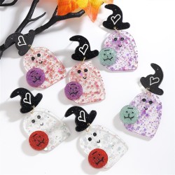 Halloween Acrylic earrings cartoon transparent sequin resin plates earring