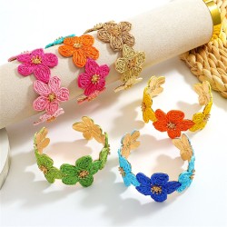 occidental style retro fashion  Raffia flowers bangle personality high day wom..