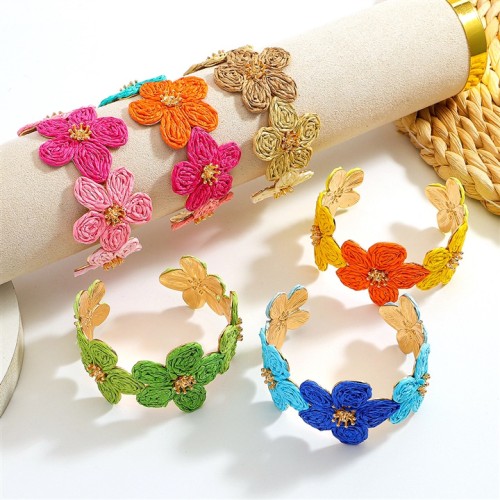 occidental style retro fashion  Raffia flowers bangle personality high day woman
