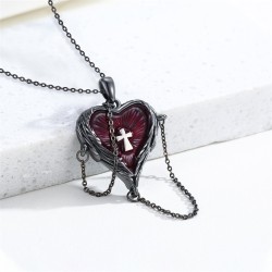 occidental style black wind necklace love clavicle chain cross feather wings c..