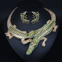 occidental style retro exaggerating necklace earrings set diamond personality ..