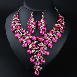 occidental style personality exaggerating Rhinestone big necklace earrings set..