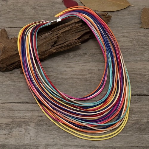 occidental style multilayer handmade weaveu leather lady necklace wind necklace
