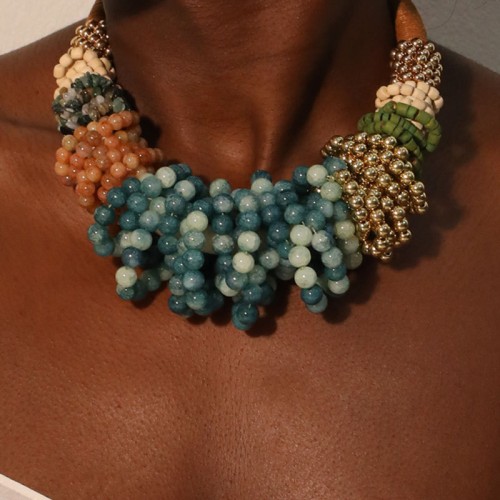 occidental style fashion exaggerating handmade beads clavicle chain necklace  Bohemian style lady