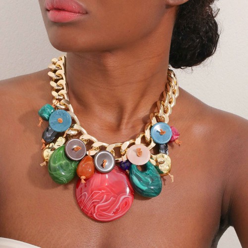 original resin imitate big stone necklace  occidental style fashion exaggerating lady big necklace