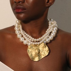 fashion multilayer imitate Pearl exaggerating necklace  original lady