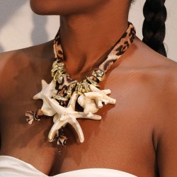 Bohemia wind print Cloth leopard necklace  original fashion starfish clavicle ..