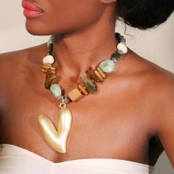 original Bohemian style necklace  mash up  gold love pendant