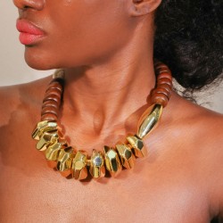 original Bohemian style gold beads necklace  handmade weave crafts  beach