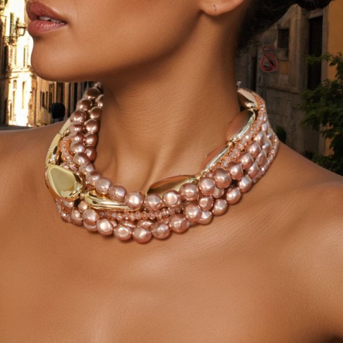 original multilayer rose gold necklace lady