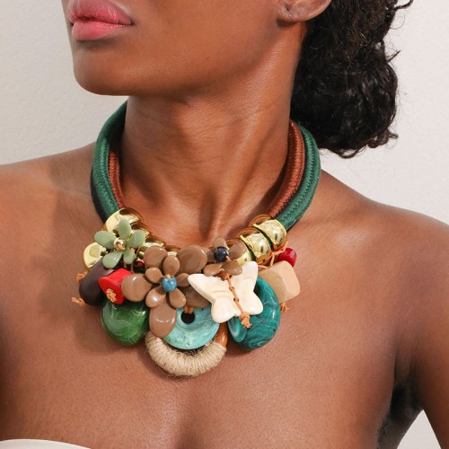 original multilayer Acrylic butterfly flowers necklace