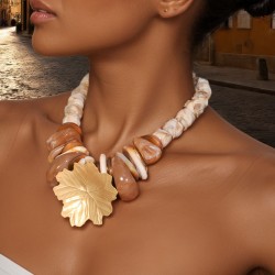 original handmade beads resin imitate stone leaves necklace  exaggerating neck..