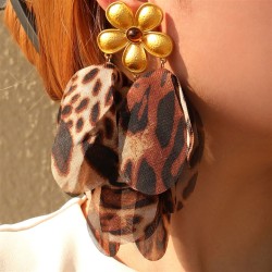 fashion exaggerating leopard Cloth earrings  handmade production Bohemian styl..