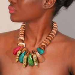 original Bohemian style multicolor resin stone pendant clavicle chain all-Purp..
