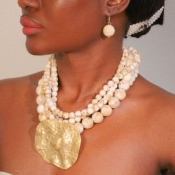 earrings+ necklace summer day set   multilayer beads exaggerating pendant neck..