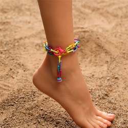 occidental style chain splice Anklet color fashion beach wind Double layer col..