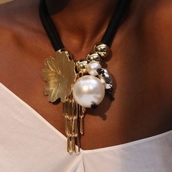 Bohemia leaf tassel imitate Pearl necklace  original