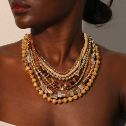 occidental style multilayer necklace  Bohemian style natural beads head