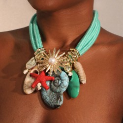fashion sun flower starfish pendant necklace  beach wind lady trend necklace
