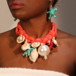creative imitate Acrylic starfish imitate Pearl pendant necklace earrings set ..