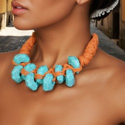 original handmade weave imitate turquoise necklace clavicle chain