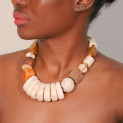 original handmade weave geometry Wood turquoise beads necklace  short style cl..