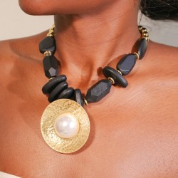 original handmade beads necklace  exaggerating geometry Round mosaic imitate P..