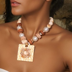 original handmade beads more necklace   geometry square pendant necklace