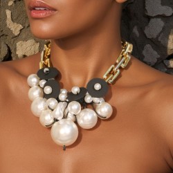 original exaggerating handmade weave imitate Pearl pendant necklace