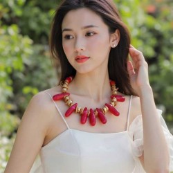 occidental style exaggerating retro trend geometry resin big drop pendant rope..