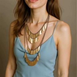 personality trend high geometry Metal pendant multilayer woman necklace