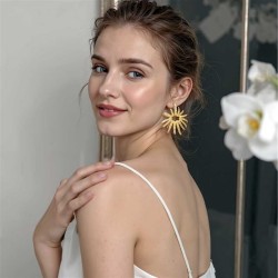 personality trend retro wind Alloy unique sun flower flowers ear stud exaggera..