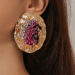 occidental style Oval embed colorful diamond Irregular lady earrings samll fas..