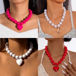 personality exaggerating big beads punk Collar clavicle chain creative Peach h..